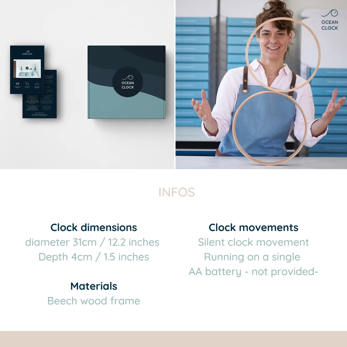 Ocean Tide Clock Navy