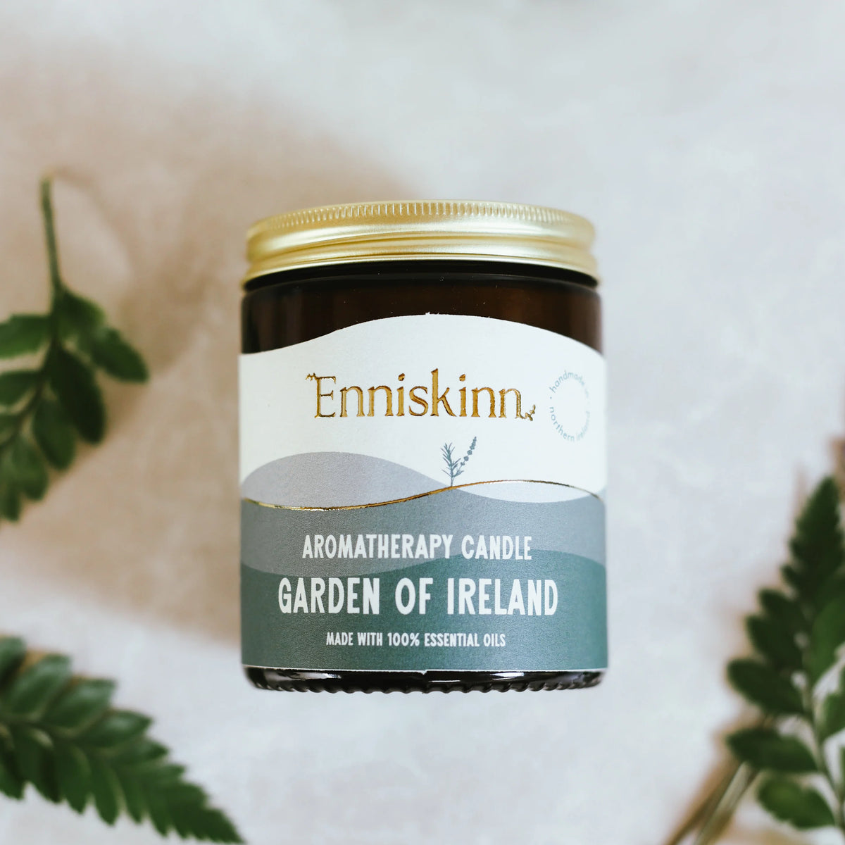 Enniskinn Aromatherapy Candle labeled 'Garden of Ireland' made in ireland