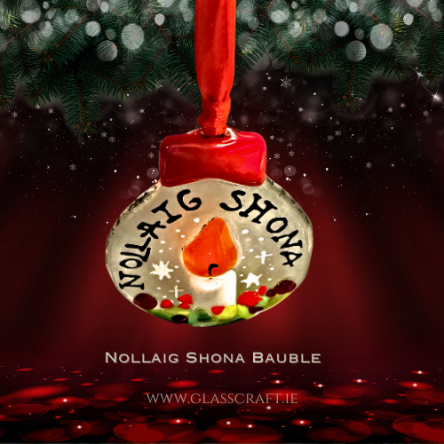 handmade nollaig shona glass decorations