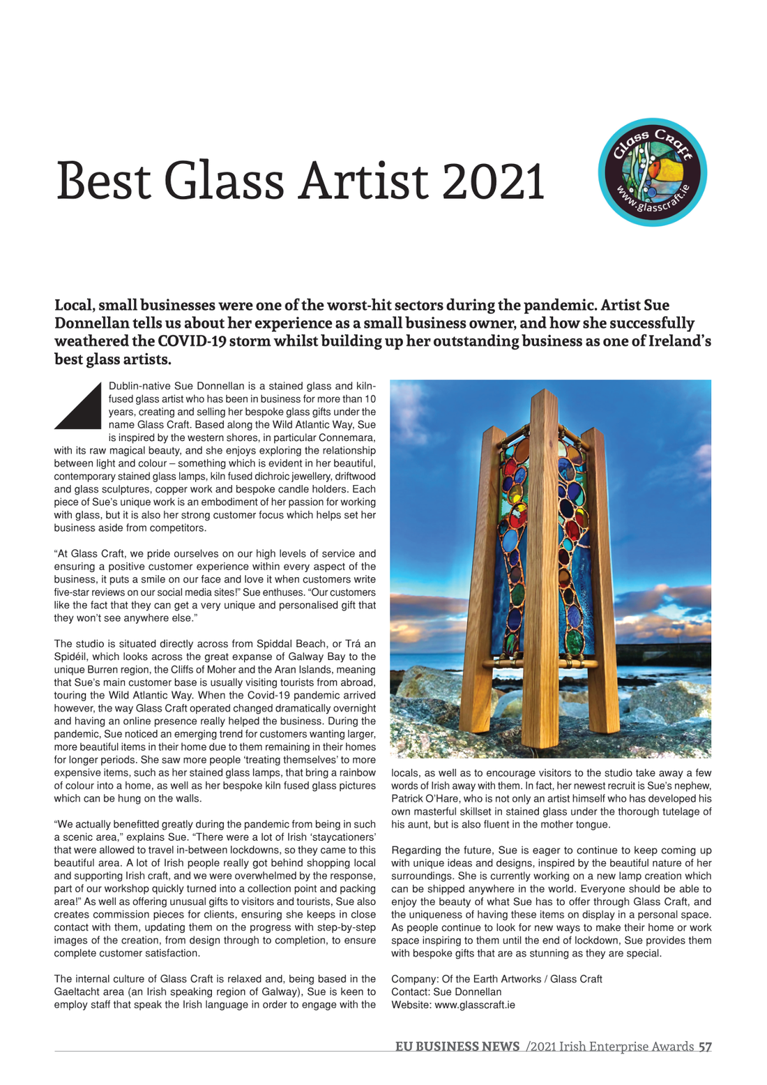award winning glass Irish artist