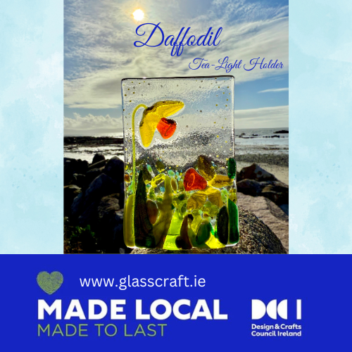handmade in wexford glass daffodil candle holder