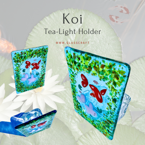 koi candle holder handmade fused glass