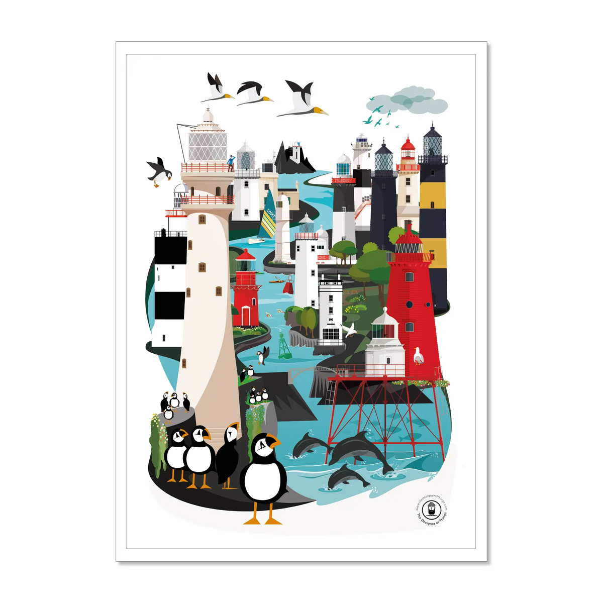 tea towels of light houses of ireland