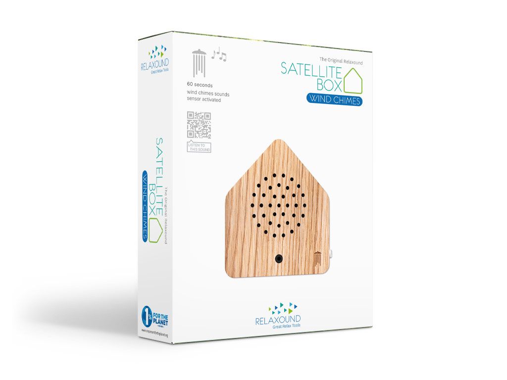 Relaxound Satellite Box packaging on a white background