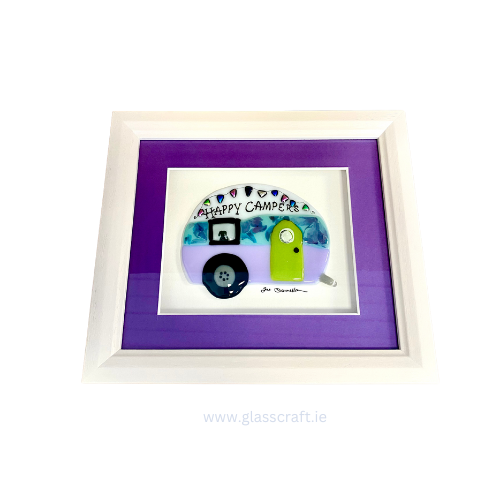 image with camper van glass art framed in Ireland