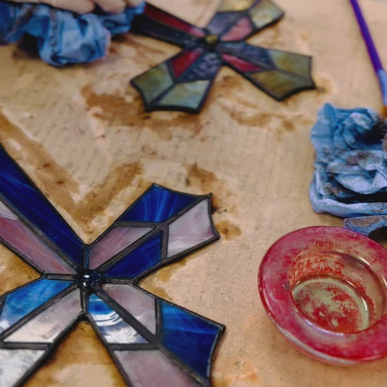 stained glass handmade cross
