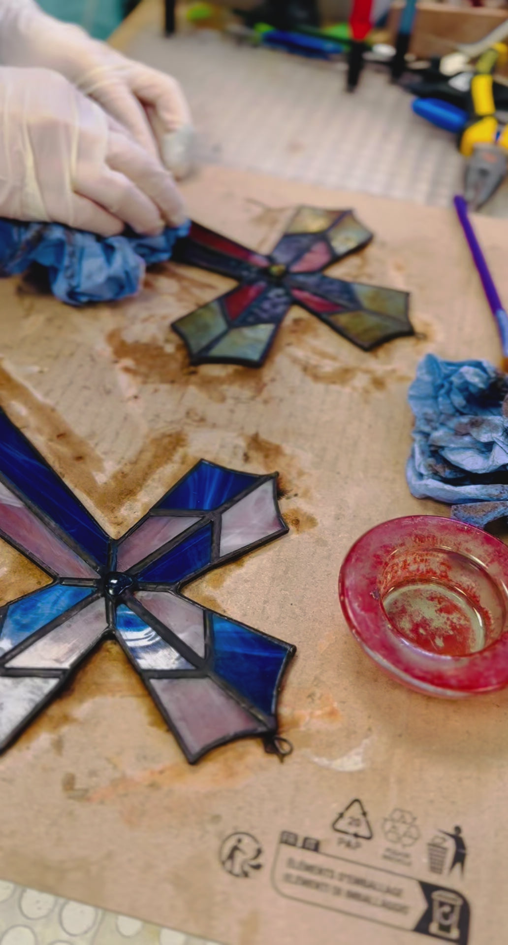 stained glass handmade cross