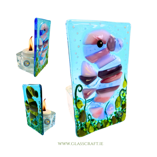 irish glass artist working with glass sea horse