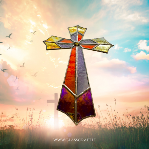 stained glass cross handmade in ireland