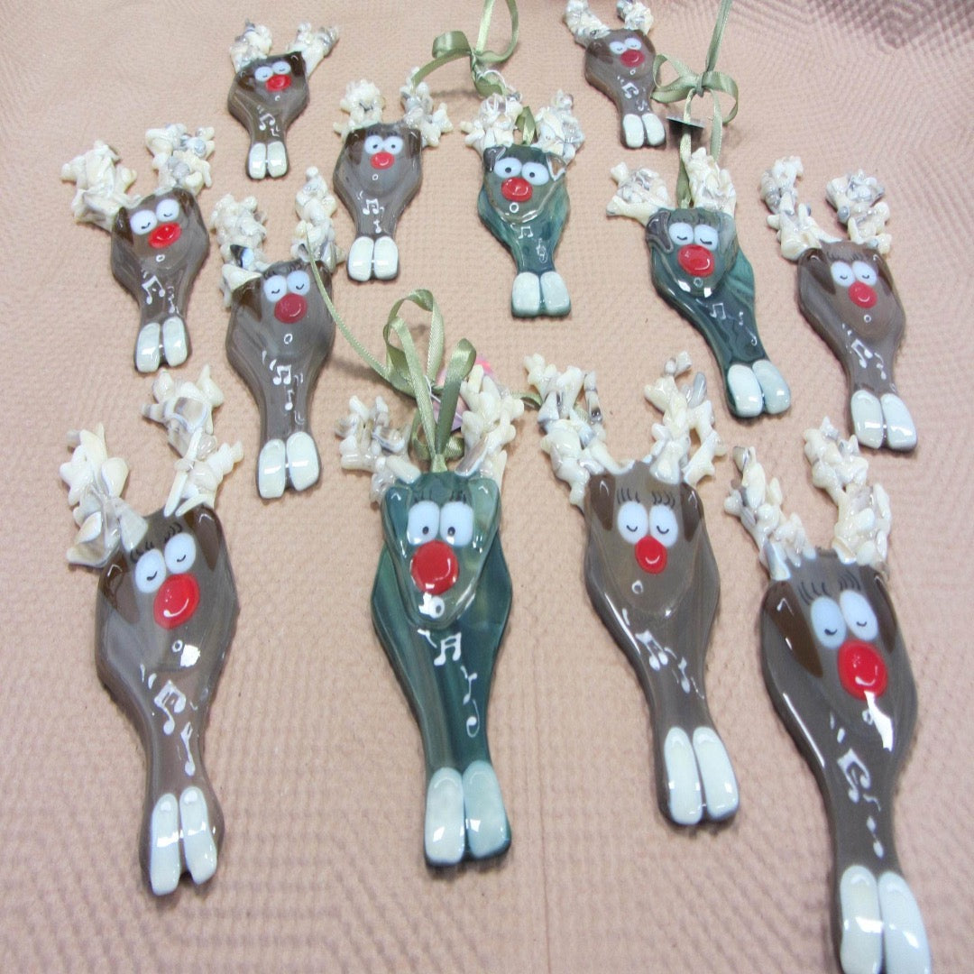 fused glass reindeer handmade decoration made in wexford