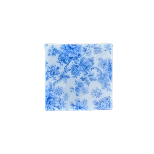 blue vintage glass coaster tile
