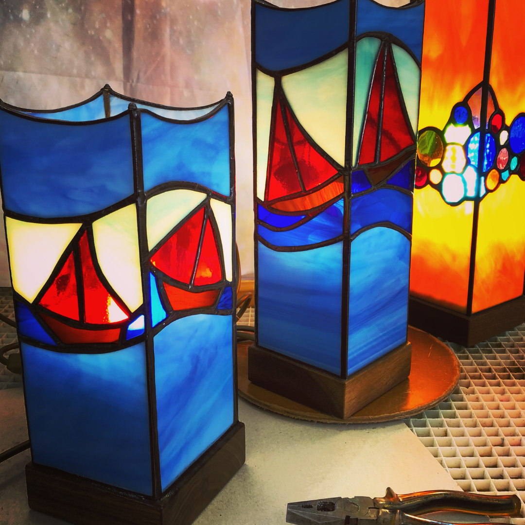 stained glass lamps by Sue Donnellan galway ireland