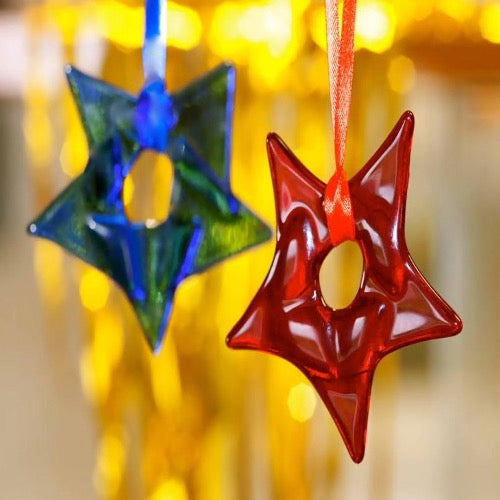red fused glass star
