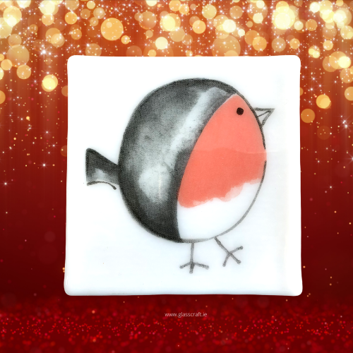 christmas handmade glass robin made in galway