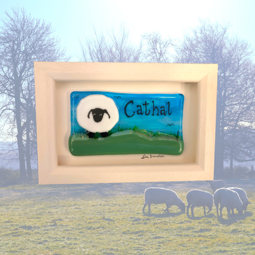 sheep personalised name frame handmade
