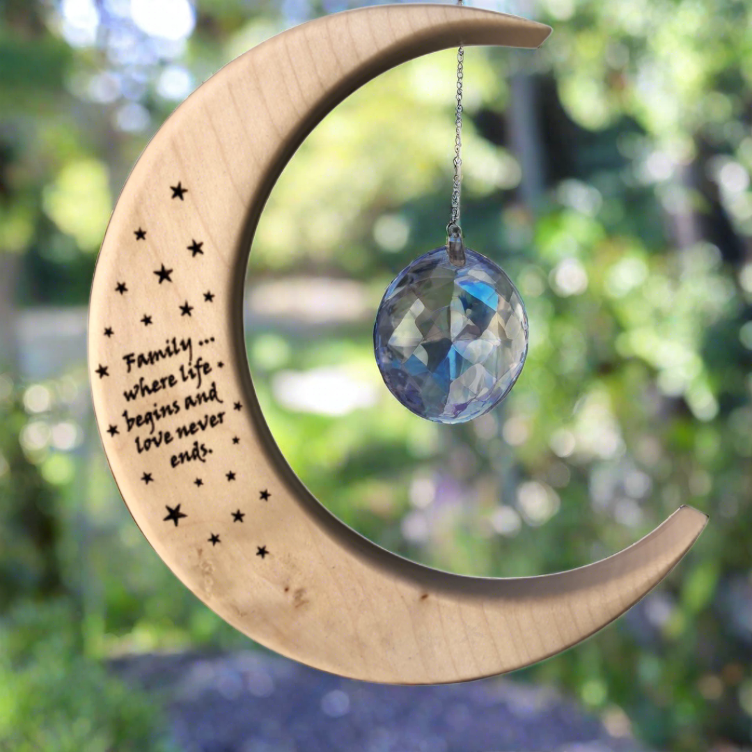 family sun catcher where life begins and love never ends