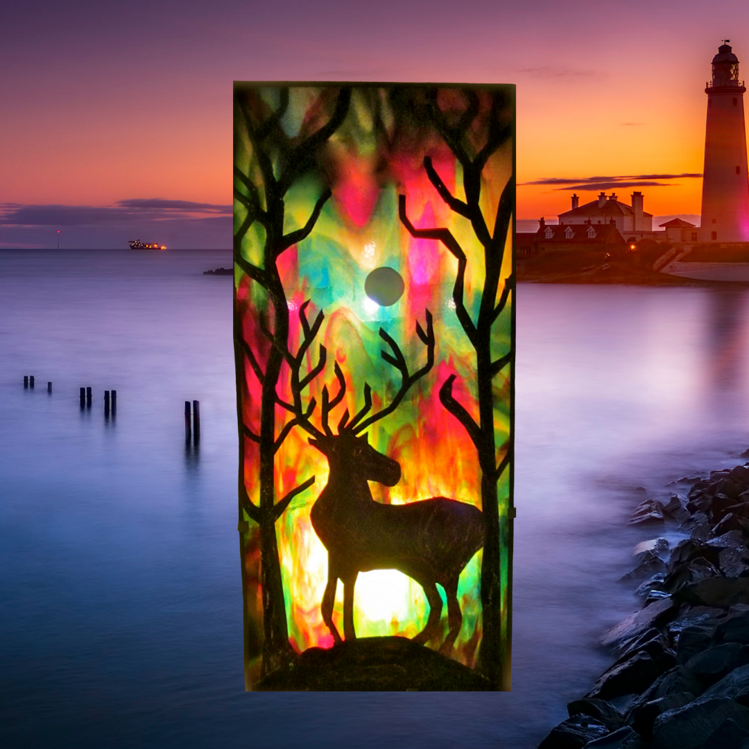 stained glass lamp by award winning glass artist Sue Donnellan
